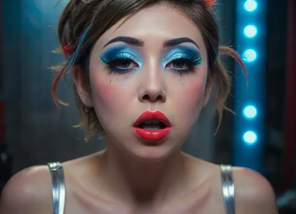 The image shows a yo girl, (Japanese:1.7), She is wearing a sleeveless grey dress with decorative nipple cutouts., (bright lighting:1.2), beautiful detailed eyes, extremely detailed face, perfect lighting, best quality, steel pipe indide pussy, solo, ((anus)), She has long, wavy brown hair and is smiling while applying red lipstick. She holds a red lipstick in one hand and a compact mirror in the other, which is partially open. Red sunglasses rest on top of her head, and she has pinky-red nail polish, matching her lipstick. The background is plain and light-colored, emphasizing her as the focal point., Jungle, w4t3rf4ll, ((makeup:1.5), long blue eyelashes with eyeliner:1.2), (big lips:1.3), (purple pussy:1.1), futuristic, glasses, ruined, makeup, <lora:Jungle_w4t3rf4ll:.8>, <lora:FuturisticGlassesXL:1.2>, <lora:ruined1:1.6>