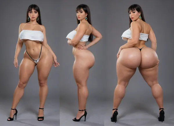 Hyper realistic, award winning photo, 20+, Hourglass, fit, voluptous, hyper bbl, cosplay, chel from road to el dorado, sitting on a chair back to viewer, spreading ass wide open, stretching ass cheeks apart, huge heart-shpe ass, (Large Ass:1.3), rounded bubble butt, bulging ass, deep ass crack, huge heart-shpe buttocks, bulging butt, extremely tight butt, bubble bubble butt, extremely juicy bubble butt, round ass, back arched, cocked hip, feet spread wide apart, looking back at viewer, large Breast, large natural teardrop breasts, 38 double g breast size, pink areolas, (hyper erect nipples:1.3), hyper prounounced nipples, straight hair, Form Fitting Clothes, micro thong, g-string, tone Thighs, wasp waist, lean, tan skin, medium tan, (tan lines:1.3), hinata face, round face, large round eyes, dark brown eyes, dark brown hair, arrogant expression, jewelry, exposing breasts, seductive, inviting, enticing viewer, dynamic sexy pose, hdr, highly detailed, huge wide hips, thick tone thighs, thigh gap, perfect body, thighs bigger than waist, wide hips, tone long legs, heels, (5 inch heels:1.3), hyper sultry, hyper suggestive, hyper provocative, ass, hips, narrow, waist, longnips, large, breasts, big, boobs, huge, tits, side view, rear view, front view, <lora:BodyLicious:1.3>, <lora:longnipsxl:1.5>, <lora:bombshell_v2:1>