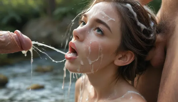 side view, After the wedding, outdoor, (The bride performs oral sex on the groom, surprised by huge projectile cum onto her face), (((excessive cum squirting from penis onto her face))), ((cum facial)), (cum on face), (cum on hair), (cum on tits), (multiples spurts of cum), realistic cum, opened mouth, beautiful, sexy, slender, short brown hair, pointy nose, sexy pose, (skocked face), (look at viewer), man out of frame, high res, masterpiece, best quality, ultra-detailed, 4k, soft lighting, soft shadows, perfect textured skin, ratatatat74, <lora:White_Slime_Remastered_-_Anime:1.2>, <lora:piss_in_mouth_deepmind:.2>, <lora:ratatatat74-000050:.8>, <lora:MJ52:.5>