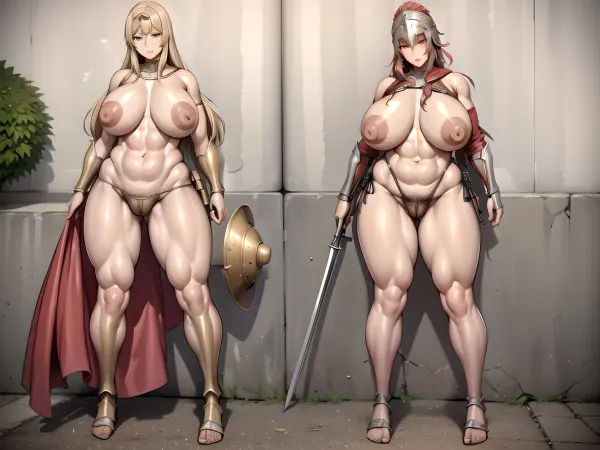 The skilled warrior woman was ready to protect those she loved with everything she had, as she held a massive weapon in one hand and wore a cape billowing behind her. Her body was muscular and athletic, displaying her years of battle experience. She