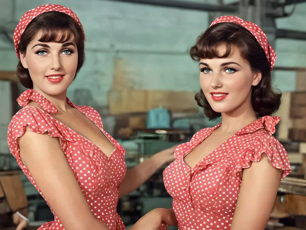 The AI generated a high-resolution photo of a beautiful red and white polka dots dress with fine details, featuring an 8k resolution and straight cut and bangs