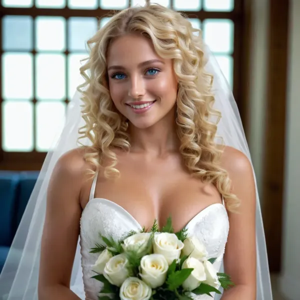 The woman stood in front of the mirror admiring her wedding dress. She couldn't believe she was getting married today. As she looked at herself in the mirror, she noticed a glint of light on her left hand. It was a beautiful diamond