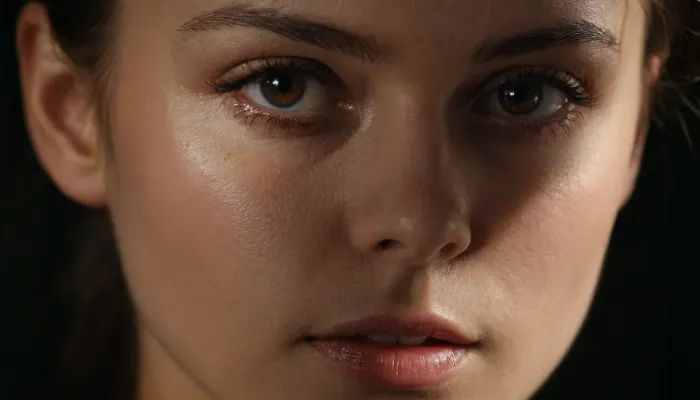 L'image porno générée par l'IA accrochée sur le mur, casting eerie ombres sur les murs. Dans le coin, un portrait d'une femme les yeux fermés et les lèvres séparées accrochées au mur. C'était comme si elle veillait sur eux,
