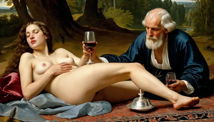 2000 BC yılında, bir grup erkek ormanda açık bir ateş etrafında toplandı. Onlardan biri uzaktan garip bir şey fark ettiğinde son fethi tartışıyorlardı. İki kadının yalan söylediği bir Farsça halı üzerine bir resimdi 2000 BC yılında, bir grup erkek ormanda açık bir ateş etrafında toplandı. Onlardan biri uzaktan garip bir şey fark ettiğinde son fethi tartışıyorlardı. İki kadının yalan söylediği bir Farsça halı üzerine bir resimdi