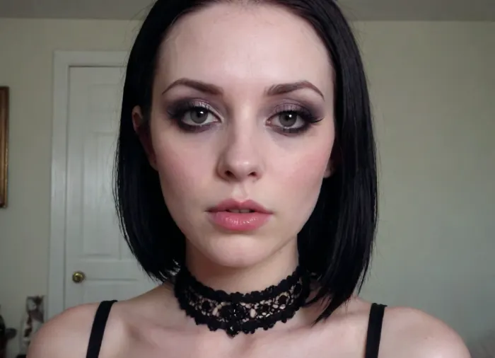 (A pale goth babe:1.6), topless. teaches me how to cum in pov realistic. Nose stud. brunette. Skinny. Thin. Waif. Small tits.. Handjob. Paizuri., (Ruined makeup:1.4), . Running makeup. Cheek to cheek. Angelic face., Object, gd, erection, sex, toy, large, alt, fashion, <lora:Penis_XL:.5>, <lora:315758_training_data:1.4>, <lora:alt_fashion_v2:1.2>