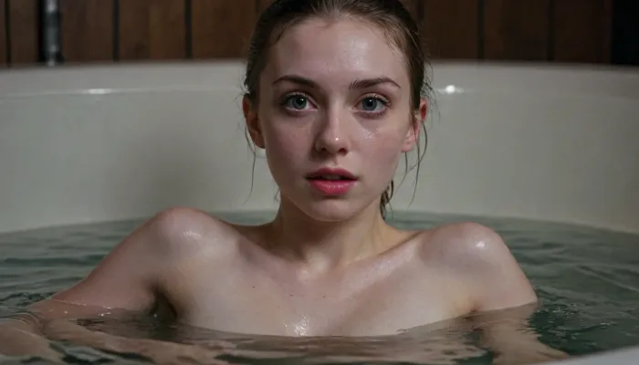 Bir gece soak: bir makro lens, jacuzzi'de bir kadın yoğun anı yakalar