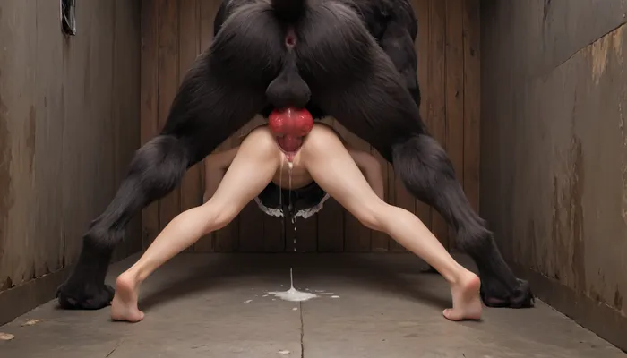 Werewolf, massive red knotted werewolf penis, red eyes, glory hole, freeuse, beautiful warrior woman, rough sloppy sex, primal mating, cum inside, growling, gallons of semem leaking from her pussy, view from behind facing the camera, big full boobs, modern-werewolf, <lora:Modern_Werewolf:.8>