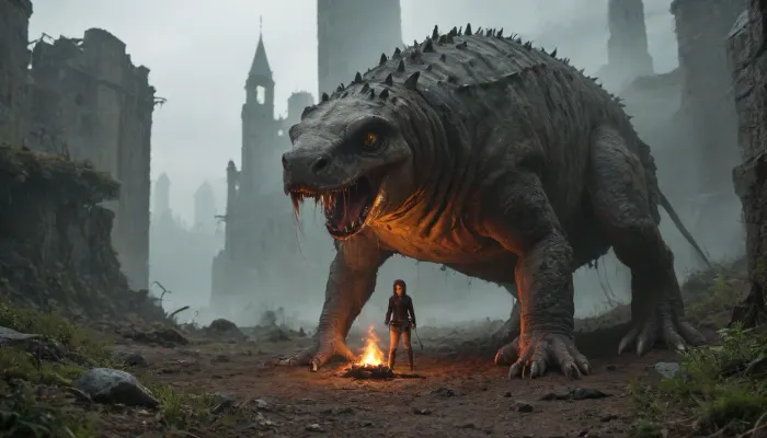 ** Bird's eye view of a post-apocalyptic metropolis, ** An endless jungle of concrete and steel is absorbed by nature, but * * the girl in the center** attracts the eye — * * her face** is drawn with hyper-realistic clarity, **sharp cheekbones**, cut **the scar from the burn** with **shades of turquoise**, **eyes the colour of molten gold** with **vertical pupils** like predatory cats, **leather** covered **network bioluminescent veins**, (blue-green, like a poisonous lichens), **lips** — **cracked from dehydration**, but the corners are raised in **sarcastic smile**, **hair** — **tangled strands** with **neon-red tips**, stuck on **chemical precipitation**, she is on the **top of the half ruined tower**, its **fitted post-apocalyptic costume** Shine **neon red accents**, contrasting with the grey ruins, **black top with metal spikes**, **denim shorts** bound **fluorescent straps**, and **shoes with the energy blades** emphasize its predatory grace, in the hands of **high-tech crossbow** with **engravings of plant roots, and belt — **jar light emitting pulsary**, which **the shadow girls** falls on the wall of a skyscraper** forming **the silhouette of a bird** around her — **the metropolis-Ghost**, skyscrapers **collapsed facades**, where **waterfalls moss** streaming software **mangled elevators**, **rusty bridges** overhang **overgrown channels** with **bioluminescent algae** and **the crows** circling **the remains of the stadiums** hard **wild vineyards, **, **sunset** pierces **toxic yellow could**, painting **misty haze** in **neon orange** and **bright green** tone, illuminating her face** — **covered with pollen mushrooms**, with **eyes the color of molten gold** reflecting **light of a dying city**, **8K details** each **crack in the concrete**, **Dewdrop** on the **web** between **antennas**, **the spark** on **the blades boot**, **ultraluxury** **rust** on **beams** and **needle cactus** pierced **paving**, **HDR lighting** creates a contrast between **warm highlights** on her **leather**, and **cold shadows** in **underground tunnels** where **cheetahs** hunt **remnants of civilization**, **ray tracing** draws **volumetric fog** enveloping **elements** and **the rusty skeletons of cars** downstairs reminiscent of **the fallen titans**, **focus** — to **her eyes**, **piercing**, **filled with challenge**, as if it — **the catalyst** between **death** and **revival**, **giant baobab** grow through **the dome of the planetarium** behind her *rooted*snakes** braid **abandoned telescopes** and **background** soluble in **the fog of ashes** where **her shadow** gets **part of the landscape**, **lossless PNG** saves **ultrametal** from **scales Python** on **the wreckage of the monument** to **her eyes**, covered in **a radioactive crystals of ice** nature **girl** — **a single organism**, rewriting the DNA of the metropolis, **fragile**, **deadly great**, **invincible**.