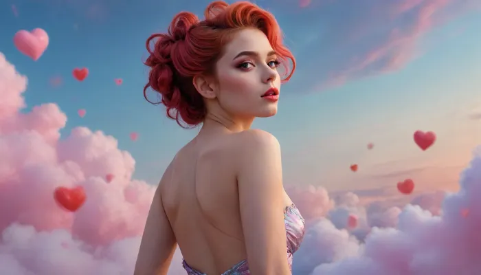 draw fulbody, a adult beautiful slender woman, cotton candy skin, She has a pretty coquettish faded face, red heart irises, red heart cheeks, elaborate hairstyle, (breasts:.2), heartshaped lips, lip gloss, aroused skin, detailed, abstract style, smoke, in the sky, colorful and vibrant, mystical colors, contemporary, impressionism, iridescent perspective view, sweeping circling composition, non-representational, colors and shapes, expression of feelings, imaginative, dreamy mood, detailed photo, photorealistic photo, realistic pretty women photo, realistic, night vision, soft fokus, parallax, overexposure, style. #©KITTYART



































#©KITTYART