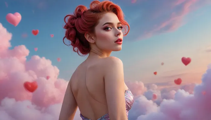 draw fulbody, a adult beautiful slender woman, cotton candy skin, She has a pretty coquettish faded face, red heart irises, red heart cheeks, elaborate hairstyle, (breasts:.2), heartshaped lips, lip gloss, aroused skin, detailed, abstract style, smoke, in the sky, colorful and vibrant, mystical colors, contemporary, impressionism, iridescent perspective view, sweeping circling composition, non-representational, colors and shapes, expression of feelings, imaginative, dreamy mood, detailed photo, photorealistic photo, realistic pretty women photo, realistic, night vision, soft fokus, parallax, overexposure, style. #©KITTYART



































#©KITTYART