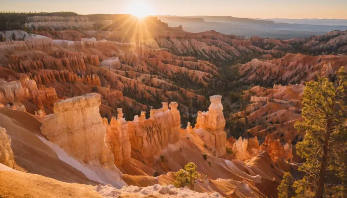 Poloroid photo, bryce canyon, grand scenic expanse, epic, masterpiece, golden hour, sunset