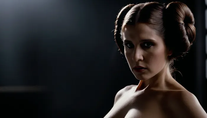 Uber realistic, 8k, ultra detailed, masterpiece, (realistic detailed face), (leia:1.5), (princess_leia:1.4), (dark_side_leia), (sith), (dark_side), (evil), (angry), star wars, death_star, full_body, (black_robes), (black smokey eye makeup), (evil dark side eyes), (star wars armour), (full_view), (exposed), (exposed_breasts), (exposed_pussy), (nude), realistic detailed hair, realistic detailed body, realistic detailed skin, realistic detailed breasts, realistic detailed pussy, (action pose), detailxl, <lora:add-detail-xl:1.5>, <lora:dark:1.2>