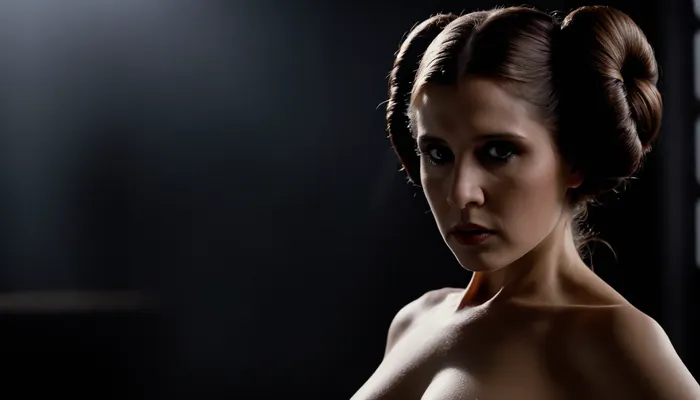 Uber realistic, 8k, ultra detailed, masterpiece, (realistic detailed face), (leia:1.5), (princess_leia:1.4), (dark_side_leia), (sith), (dark_side), (evil), (angry), star wars, death_star, full_body, (black_robes), (black smokey eye makeup), (evil dark side eyes), (star wars armour), (full_view), (exposed), (exposed_breasts), (exposed_pussy), (nude), realistic detailed hair, realistic detailed body, realistic detailed skin, realistic detailed breasts, realistic detailed pussy, (action pose), detailxl, <lora:add-detail-xl:1.5>, <lora:dark:1.2>