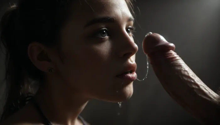 ((young petit woman, wet lips, kissing cock, saliva dripping on cock, sloppy, slobbering, wet cock)), ((full body and head in frame)), beautiful college gymnast, ((perfect anatomy)), (tanned detailed skin), black hair in ponytail with tendrils, surprised eyes, enjoying, slim fit body, perfect tiny boobs, perfect butt, (wearing dark colour long halter top deep v neck club dress), pubic hair, ultra detailed, intricate details, detailed face, beautiful dark eyes, focus on face, full body view, (soft lighting, soft shadows), (extremely detailed:1.5), (maximum quality:1.5), (high resolution:1.5), (ultra realism:1.5), (realistic skin texture:1.5), (realistic texture:1.5), (masterpiece:1.5), 8K, (realistic lighting), (realistic shadows), movie, still, film, cinematic, shot, lighting, macro, 35mm, green, eyes, blue, brown, close, up, teeth, braces, <lora:dark:.2>, <lora:ahxl_v1:.7>, <lora:M05_Intensify:.6>, <lora:Adjust_SDXL_v3.0:.8>, <lora:AdvancedEnhancerXLv2:.5>