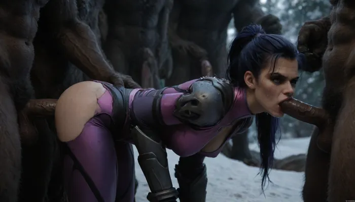 ultra shaders, best quality 4k HDR high resolution realistic photograph, side view, in snow mountains, widowmaker from overwatch, widowmaker cosplay, resist, ripper clothes, She looked angry, she hard resist, rape, (angry face:1.3), (crying:1.3), tears, Realistic, button nose, fit, (raped by werewolves), (huge werewolfcocks:1.4), gangbang, anal, vaginal, mouth, cum in, werewolves, large, Dark, Fantasy, page, <lora:nudify_xl_lite:.7>, <lora:add-detail-xl:1.7>, <lora:FF.102.colossusProjectXLSFW_49bExperimental.LORA:1.4>, <lora:dark:1.8>, <lora:Dark Fantasy:.8>