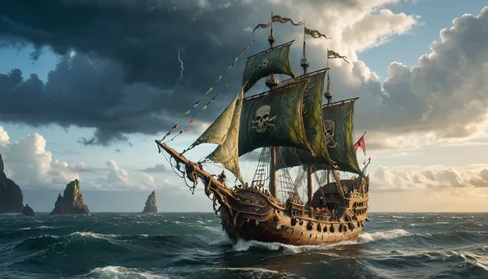 A lone hermit woman with a sexy face, scantily dressed, is the last guardian of the lost city of atlantis. Sky is stormy with streaks of lightening. Her cloak is tattered and worn leaving holes that reveal her flawless skin underneath. Seaweed covers all of the structures near her. A majestic pirate ship approaches in the distance. Large tidal waves raise and lower the ship. The face of davey jones in the clouds.

BREAK, grsw, photo, in, phst, artstyle, <lora:xl_more_art-full_v1:.8>, <lora:grsw:.5>, <lora:SDXL1.0_Essenz-series-by-AI_Characters_Style_BetterPhotography-v1.2-'Skynet':.8>