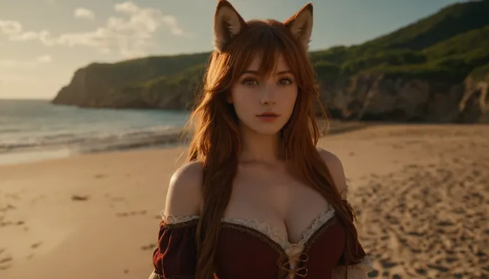 Beautiful sexy raphtalia, standing on a beach of a fantasy world, sunny day, raphtalia, red, eyes, brown, hair, girl, long, ears, <lora:SDXL_Raphtalia:.8>, woman, <lora:xyzgirl-000002:.8>