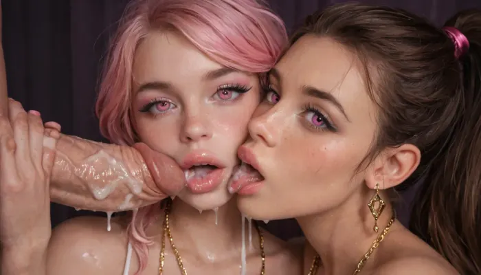 closeup, cum, ooze, lips kissing cock, big lips, bimbo lips, innocent girl, drenched, goo, white goo, wow, sweet, yummy, fangs, demon, youthful, staring at viewer, pink, bright pink, pastel pink, pink miniskirt, short skirt, tight pink croptop, little body, little pink clothes, fluro pink, neon pink, pink lights, kissing cock, sex slave, forced, white fairy floss, gold chains, bright clouds, lust, hypnotising viewer, petite, girl, cinematic, cinemascope, 35mm film, clarity, HD, 8K, sharp, virgin, innocent, orgasm, climax, busty, hypnotising, trance, mind blank, sex, huge cock, ribbed cock, close up, large mouth, trippy, iridescent, trip, melting, psychedelic, acid, mushrooms, salvia, dmt, fractals, detailed eyes, high ponytail, wet straight hair, dark, small tight breasts, tight body, vibrant, bright, straight hair, white, snow, void, looking right at viewer, lusting viewer, desire, cumming, tight pussy, dripping, expressive, detail, eyebrow clarity, piercings, nipple piercings, earrings, gold, silver, lots of jewellery, jewels, crystal, diamonds, crystals, <lora:CinematicStyle_v1:.8>, hannahowoxl, <lora:HannahXL:.8>, god rays, lots of pink, so much pink, all pink