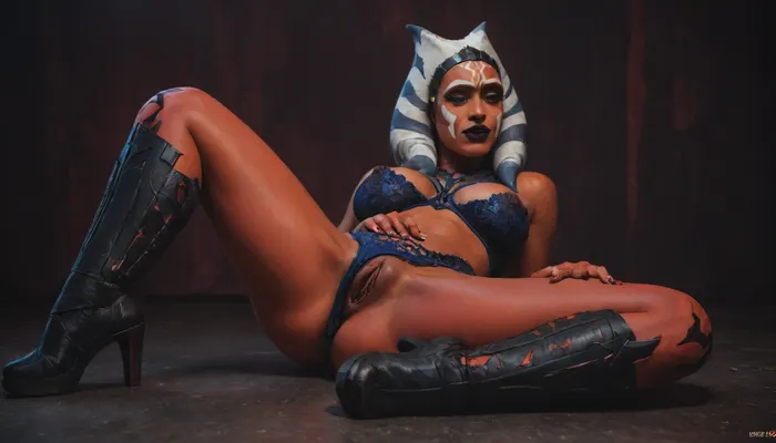 Solo, ((((Ahsoka Tano)))), ((((((black transformer body:2)))))), ((((((devil vampire skin:2)))))), (((blue lace outfit))), lay8ng down, big dildo in vagina, large breasts, score_9, score_8_up, score_7_up, <lora:Animated_Concept:2>, <lora:hentai_anime_style_xl_v1:2>