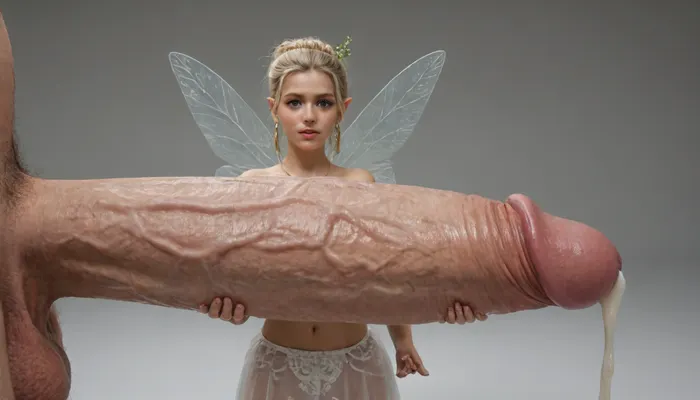 giant man standing side on, massive girthy veiny hyper cock with foreskin, giant uncircumcised oversized cock, oozing cum, massive uncut cock fairy, blonde fairy, fairy siting on top of giant uncircumcised cock, insect sized woman, fairy in awe, on massive uncut cock, cock bigger than her body, body sized cock, foreskin, long foreskin, cock bigger than fairy, face against cock, cum explosion, fairy cuddling with cock, fairy squeezing giant uncircumcised oversized veiny uncut cock, droopy foreskin