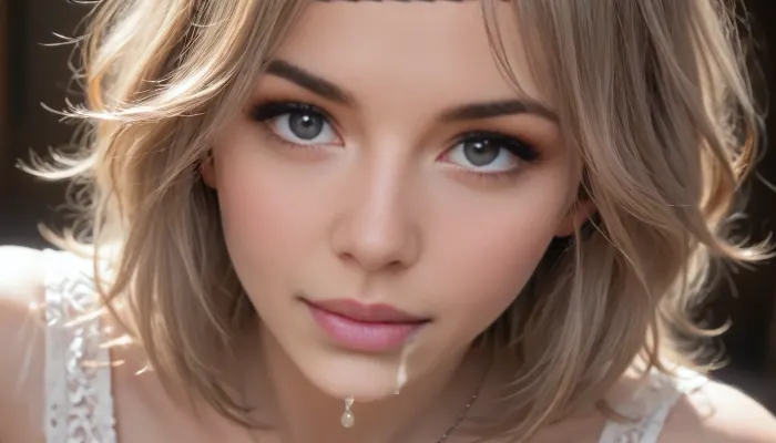 26 yo woman, seethru top, single person, bending down, hanging perky tits, seductive, lustful, blue eyes, wideshot, 4k, photorealistic, intricately detailed face, intricately detailed eyes, lots of cum dripping from mouth