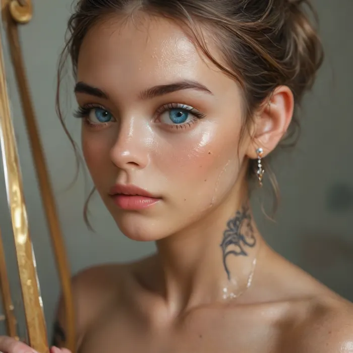 beautiful anime girl, (((very petite girl))), (((oiled skin))), ((light blue eyes)), (((skinny))), (very pretty girl:1), (makeup:1.3), beautiful, gorgeous, stunning, ((view from a distance)), ((tattoo on cheek)), (((playing a stardust harp))), naked, SDXL_BetterFaces-LoRA_v1, .5>, <lora:Oxygen girl_SDXL1.0:2>, <lora:MJ52:.7>, <lora:BUT_SDXL_SHS:.1>