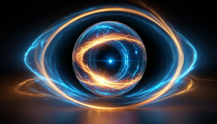 4d microscope macro zoom, open space, (orbit, stars, light lines glowing), absolute fusion, (symetricaly in center, two objects), (fire cube with white sharp light sphere, (blue waves, mirroring), miracle), orbit, epic, glowing, (rainbow, white visible light), rainbow light gold, rainbow fire, rainbow air, rainbow earth