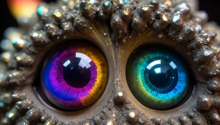 microscope macro zoom, (glowing pyrite), miracle, rainbow light circeled in open universe, orbit, rainbow storm, rainbow fire, rainbow air, rainbow earth