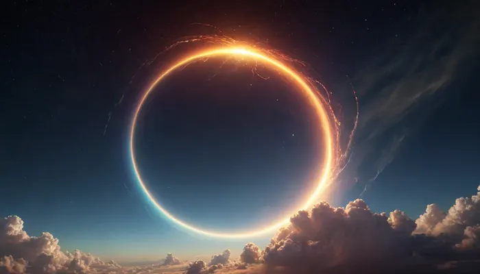 (orbit of eart), hmiracle, rainbow light circeled in open universe, orbit, rainbow storm, rainbow fire, rainbow air, rainbow earth