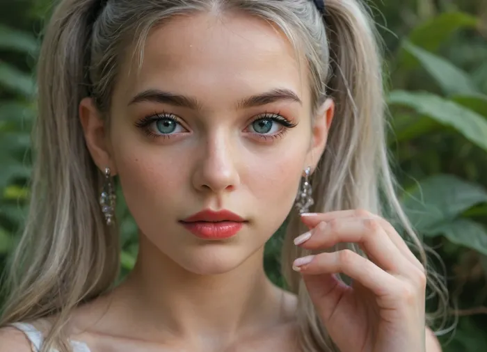 I have snake eyes, long blue eyelashes, eyeliner, lush and bright red lips with silver sparkles, narrow eyebrows, pearly hair, straight bangs, 5 pigtails, manicure, and I'm not a girl. Who am I?