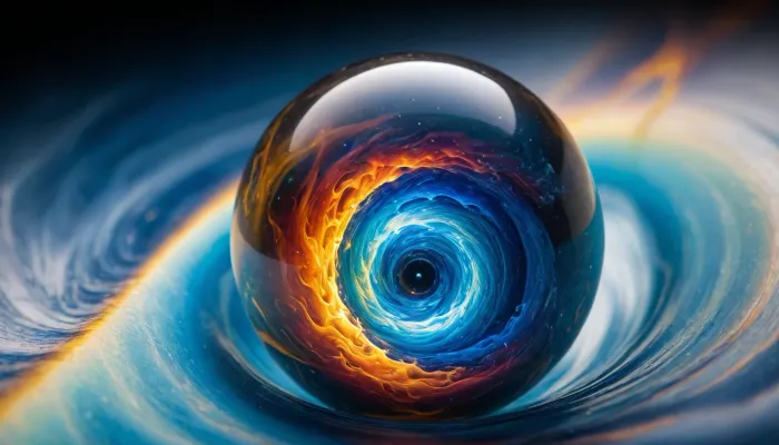 1, 4 d microscope macro zoom, many of in open space, orbit, (fire cube, fusion with wather sphere, swirl of energy, (blue waves, mirroring)), miracle, epic, glowing, (rainbow, white visible light), rainbow light gold, rainbow fire, rainbow air, rainbow earth