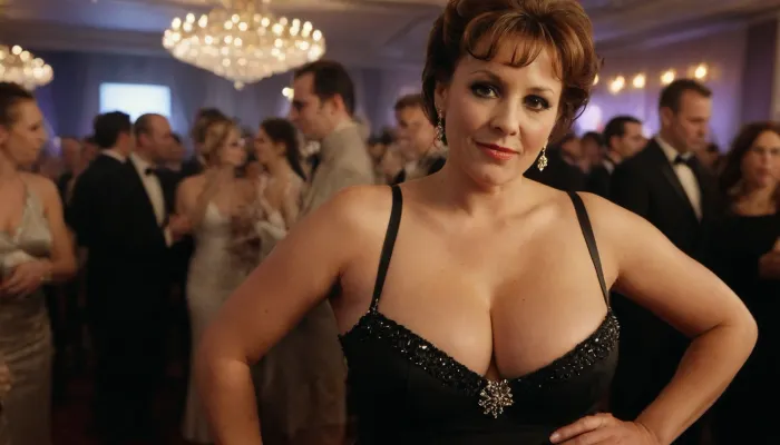 high class, very elegant and beautiful, (middle aged upper class lady:1.6), (very busty:1.6), ((slim)), wedding ring, on the dance floor of a busy nightclub, dancing and stripping, RealBlackFFStocking, NEGATIVE_HANDS, <lora:RealBlackFFStocking_XL:.7>, <lora:crowd_notrigger:.7>