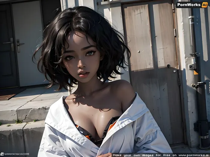 The AI generated porn picture of a black girl with very dark skin, nappy afro hair, only face, blue eyes, perfect face, big eyes, golden teeth grills, close-up and 3d stylized disney character is a