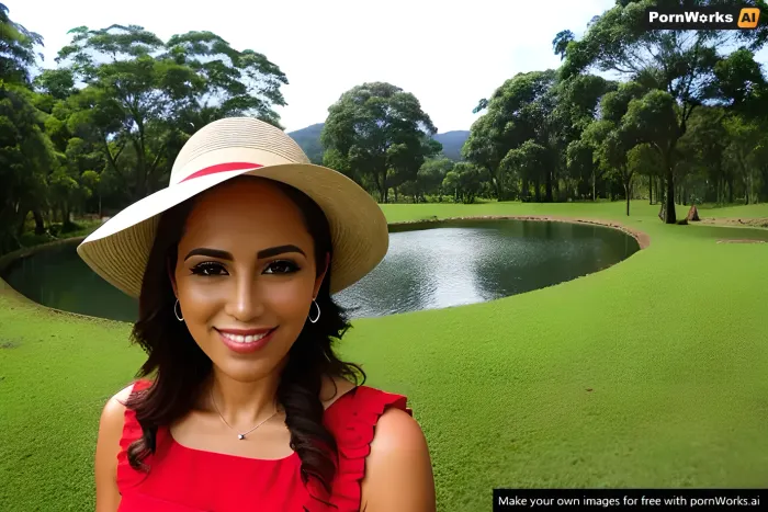 A beautiful So Bernardo do Campo woman with a background of So Bernardo do Campo, white, red, grey, blue and green