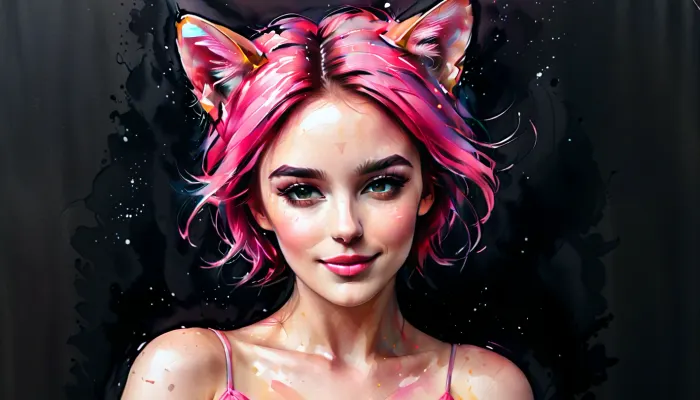 일치하는 눈과 비대칭 기능을 가진 21 세 여성의 초현실적인 사진은 예술의 일입니다