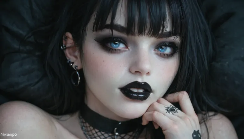 A gothic night's passion: the intense desire of a pantiless, topless slut