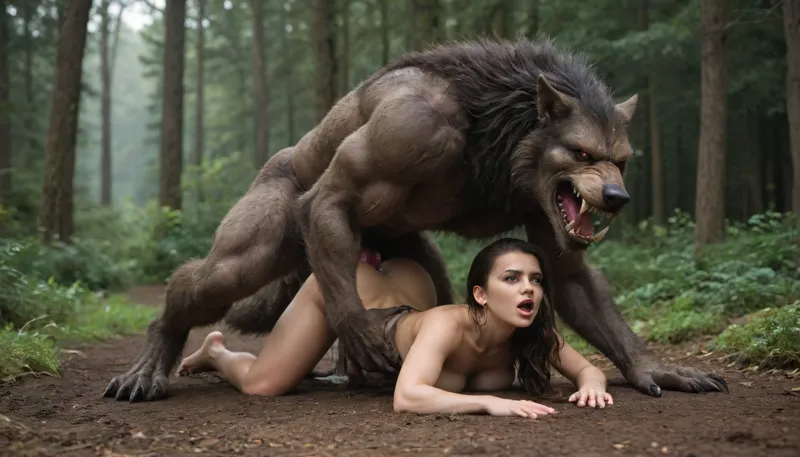 Werewolf, massive red knotted werewolf penis, red eyes, doggystyle sex, beautiful warrior woman, rough sloppy sex, primal mating, cum inside, growling, moaning from the mind melting orgasm, big full boobs, modern-werewolf, <lora:Modern_Werewolf:.8>, excessively hairy bush, dense long pubic hair, excessive pubic hair, <lora:253562_training_data:.8>, <lora:add-detail-xl:.8>, <lora:681678_training_data:.8>
