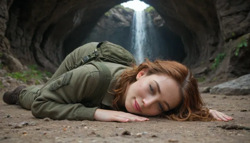 view from below

insanely detailed photo of Irish redhead girls, (lying face down), very freckled tall cute readhead girls, 18 years old, hypnotized loving brown eyes, extrem detailed extrem long red wild wet curly hair with sidelocks, very happy smile, on the rocky floor deep inside a dark cave, sleeping deeply after finding refuge from a storm. Next to her lies a well-worn red hiking backpack with visible straps and pockets, showing signs of a rugged journey. She is dressed in outdoor gear, a lightweight, weathered jacket, hiking pants, and sturdy hiking boots, with subtle dirt and scuff marks that reflect her recent struggle through harsh conditions. Her Clothes are partly off or pulled down. A huge cum load has been dumped on her face during her deep sleep, The cave interior is dim and textured with jagged rocks, while soft beams of sunlight filter through cracks, highlighting the dust particles in the air and casting a faint glow on her gear. A huge cum load has been dumped on her face in her deep sleep. In the distance, the cave exit glows brightly, revealing a sunny, vibrant landscape of greenery and blue skies outside, contrasting the cave’s dark safety with the inviting brightness beyond.