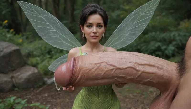 giant man standing side on, massive girthy veiny hyper cock with foreskin, giant uncircumcised oversized cock, massive uncut cock, ((tight form fitting dress)), Mature fairy holding the tip of giant uncircumcised cock, (insect sized fairy:1.5), mature fairy in awe, on massive uncut cock, cock bigger than her body, body sized cock, pubic hair, foreskin, long foreskin, cock bigger than fairy, face against cock, Licking the tip, droopy foreskin, ((oozing cum)), ((cum explosion))