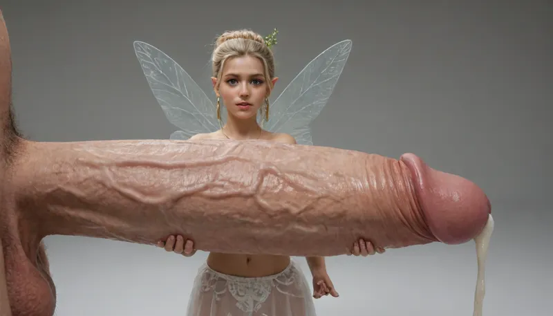 giant man standing side on, massive girthy veiny hyper cock with foreskin, giant uncircumcised oversized cock, oozing cum, massive uncut cock fairy, blonde fairy, fairy siting on top of giant uncircumcised cock, insect sized woman, fairy in awe, on massive uncut cock, cock bigger than her body, body sized cock, foreskin, long foreskin, cock bigger than fairy, face against cock, cum explosion, fairy cuddling with cock, fairy squeezing giant uncircumcised oversized veiny uncut cock, droopy foreskin