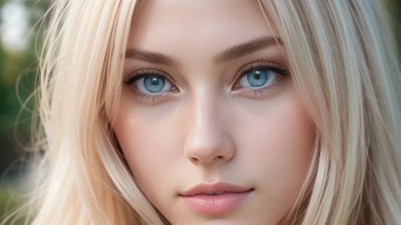 macro shot, close-up on face, 18 year old beauty, finnish supermodel, (skinny:1.1), extremely pretty, extremely beautiful, (extremely innocent), instagram model, blonde, high cheekbones, narrow chin, beautiful blue eyes, ultra smooth skin, flawless skin, semi-glossy skin, (pale ivory skintone:1), smooth silky long hair, NO makeup, ultimate realism, pink pussy, She should have a natural, sad and charming expression, illuminated by soft golden sunlight., the color scheme of which corresponds to the background, which should have a picturesque outdoor setting, perhaps a sun-drenched beach. Take a high-resolution photo using an 85mm lens to get an attractive angle, depth of field, soft front light, HDR, (muted colors:1.2), Canon RF 100mm F2.8L Macro IS USM