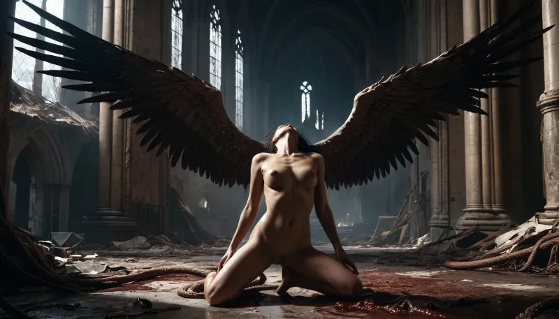 Emanations of agony: the curse of the infected angel - a horror-themed video game concept art