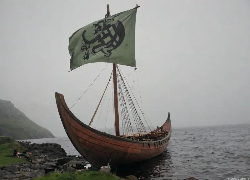 Viking ship, one mast