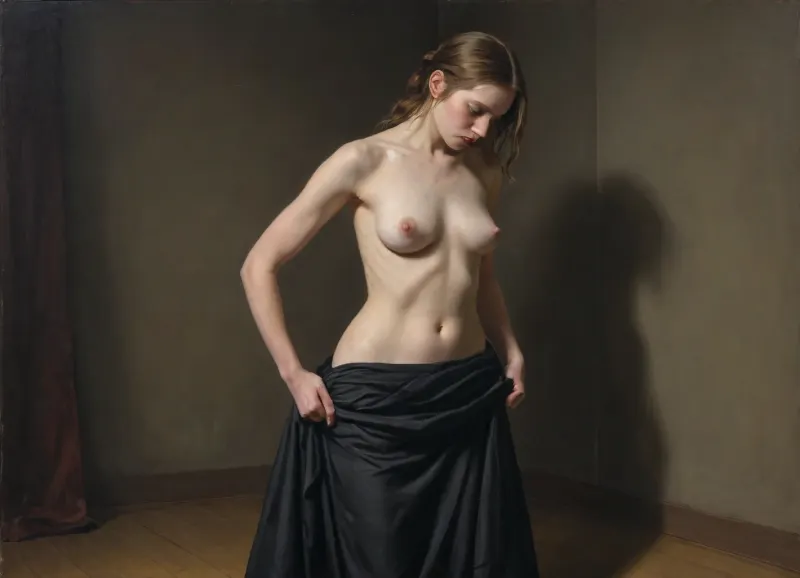 **"The Sin" by Heinrich Lossow**

Heinrich Lossow's painting *The Sin*, (1893), is a striking example of late 19th-century German symbolism, showcasing a dark and introspective narrative. The work captures a powerful, emotionally charged scene that explores themes of guilt, temptation, and human weakness.

At the center of the composition is a woman who stands in a moment of despair, her body language conveying a sense of inner conflict. The figure, draped in a simple, flowing gown, is positioned in a seemingly solitary and vulnerable pose, as she is engulfed by shadows that emphasize her isolation. Her facial expression, a mixture of sorrow and shame, suggests that she is contemplating the consequences of a transgression, perhaps a moral or spiritual fall. The ambiguity of her situation leaves room for interpretation, as the viewer is invited to consider the nature of her "sin"—whether it is physical, emotional, or psychological.

The dark, muted palette of the painting adds to its somber tone. The deep browns, blacks, and grays in the background create a heavy, oppressive atmosphere that mirrors the woman's internal turmoil. This stark contrast between light and shadow is emblematic of the moral struggle depicted, reinforcing the idea of sin as something that casts a long shadow over the soul.

Lossow’s use of symbolism is evident in the way the environment around the figure seems to close in on her. The sparse, undefined space around her suggests a sense of entrapment, as though the woman cannot escape the weight of her actions. The absence of other human figures in the painting enhances her isolation, suggesting that sin is ultimately a personal burden to bear, one that separates the individual from others and from peace of mind.

The figure’s posture, bent forward with hands clasped together, evokes a sense of penitence, as though she is seeking redemption or grappling with the guilt that accompanies her sin. This religious and moral undertone is reinforced by the title, *The Sin*, which alludes to the traditional notion of transgression in a spiritual sense.

Overall, *The Sin* is a poignant and evocative portrayal of the human experience, capturing the complex emotions tied to guilt, regret, and the aftermath of wrongdoing. Lossow’s masterful handling of light and shadow, along with the psychological depth of his central figure, makes this painting a powerful meditation on the darker aspects of human nature.