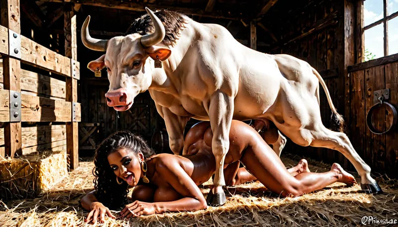 A film adaptation of an ancient Greek myth, Queen Pasiphae is locked inside the body of a wooden cow, a wooden cow is inseminated by a huge bull member of a breeding bull, sex of a bull and a wooden cow, a bull member goes deep into Queen Pasiphae.