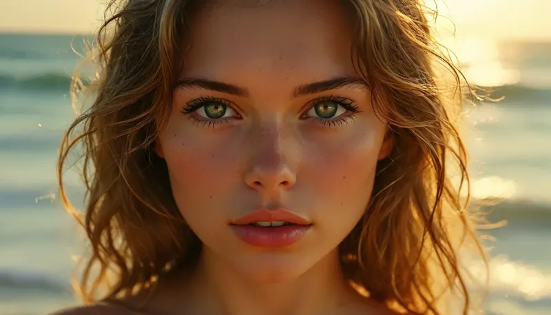 confident erotic expression, sunlit ocean waves sparkling in background, bright clear sky, golden sunlight casting natural shadows, cinematic perspective, vivid HDR, tack sharp, ultra-detailed skin pores and textures, vibrant natural colors, perfecteyes, <lora:MJ52:1.3>, <lora:BUT_SDXL_SHS:2>, <lora:Sweaty_Realism_4-000006:2>, <lora:LeanWithArmUp.1.0:1.8>, <lora:lora-sdxl-perfect-eyes:1.1>