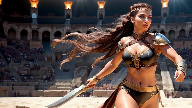 Livia's stunning features and fierce determination in battle that made her a legend in the ancient Roman Empire