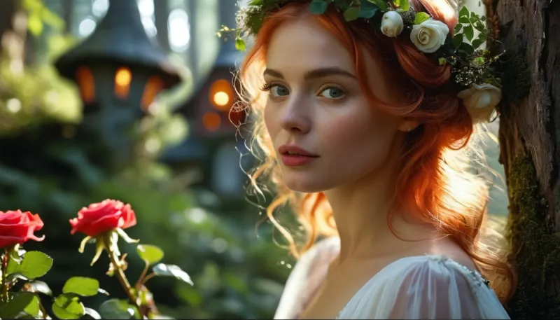 Mistik bir ormanda, gül kırmızı saçları olan bir anne-kız, bir peri ormanının parladığı gibi çocuğunu sevdirir. Gözleri karanlık ve onun kalbine yakın olduğu gibi duygu dolu