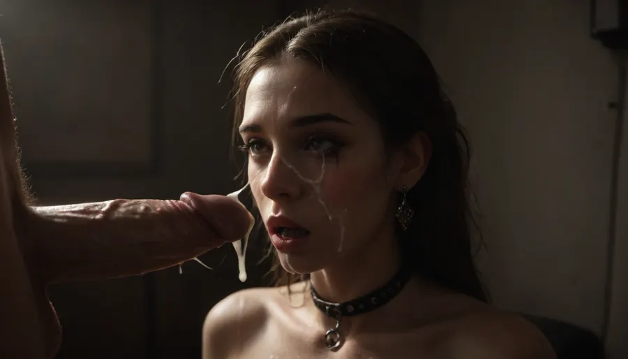 rich color palette, masterpiece, score_9, score_8_up, score_7_up, score_6_up, many guys, night, girl, gorgeous, extremely beautiful face, professional studio, female blushing, extra detailed, high definition, slave collar, huge cum loads, ruined makeup, very small, petite, very small body, (skinny:1.6), messy hair, (crying:1.4), screaming, agony, red ass from spanking, red cheeks from slaps, a young guy with a, (huge dick:1.4), fucks her, anal sex, deep anal sex, ((huge cum load on face:1.8)), shitting, shit on dick, reij-mg, neon, lights, dark, ambient, light, ohwx, woman, <lora:dark:.8>, <lora:reij-moderngothic-000006:.8>, <lora:PetiteNymphet_SDXL_v1.0:.8>
