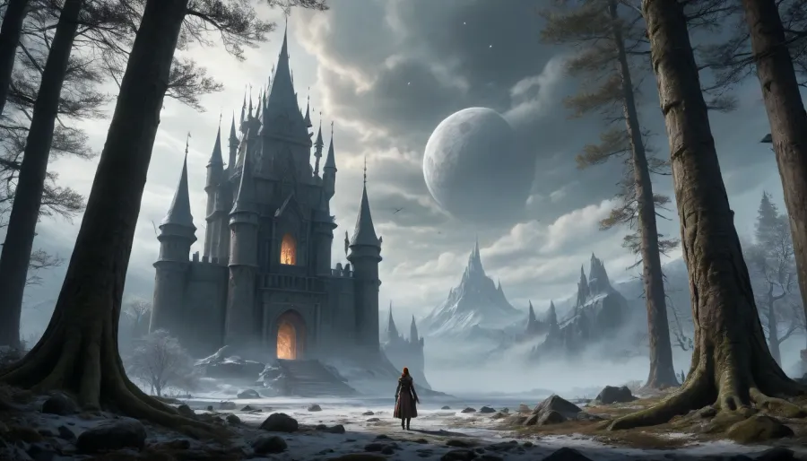 Ancient castle ablaze in frost: a saga of courage and magic